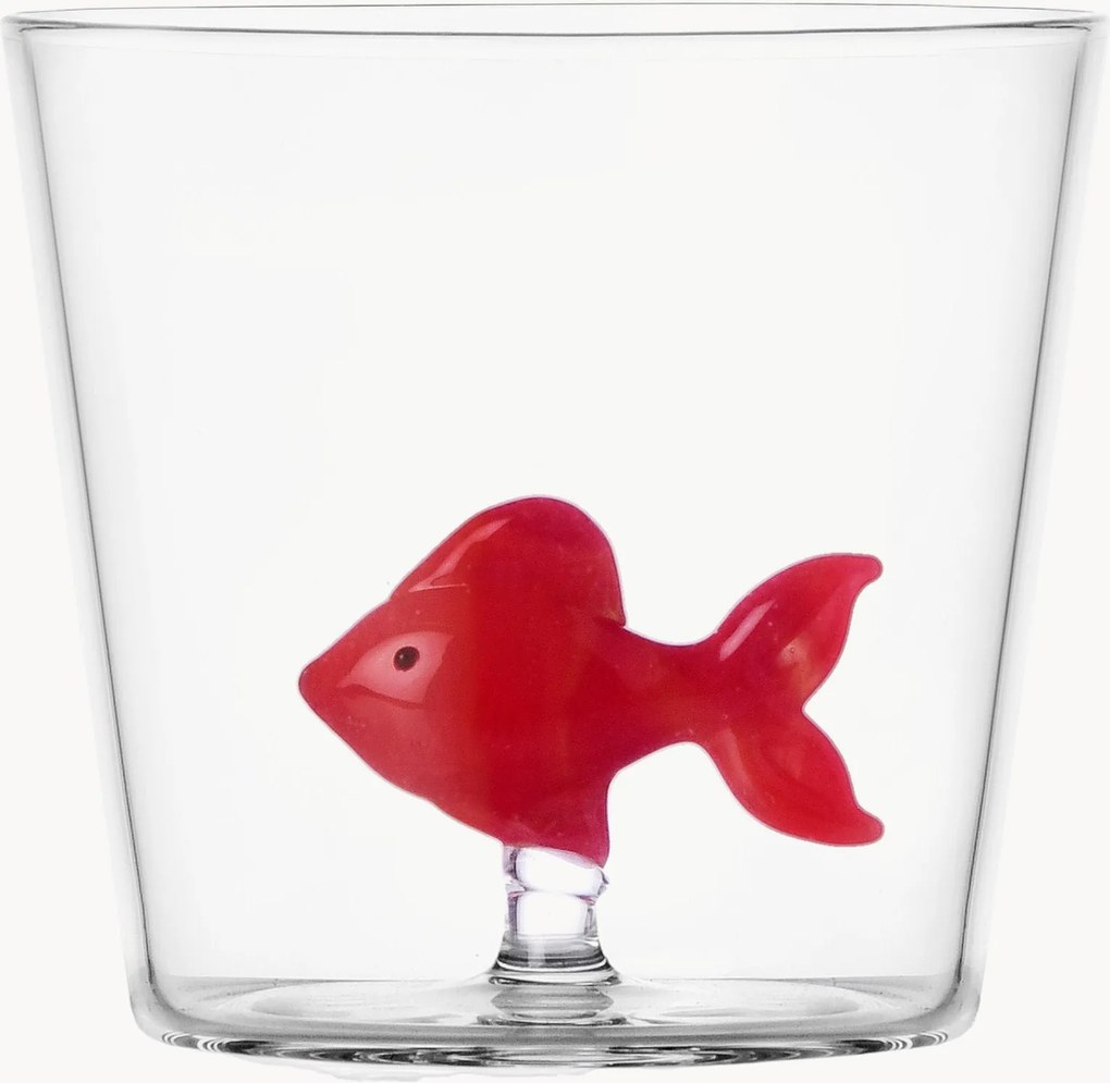 Copo em vidro de borossilicato artesanal Red Fish