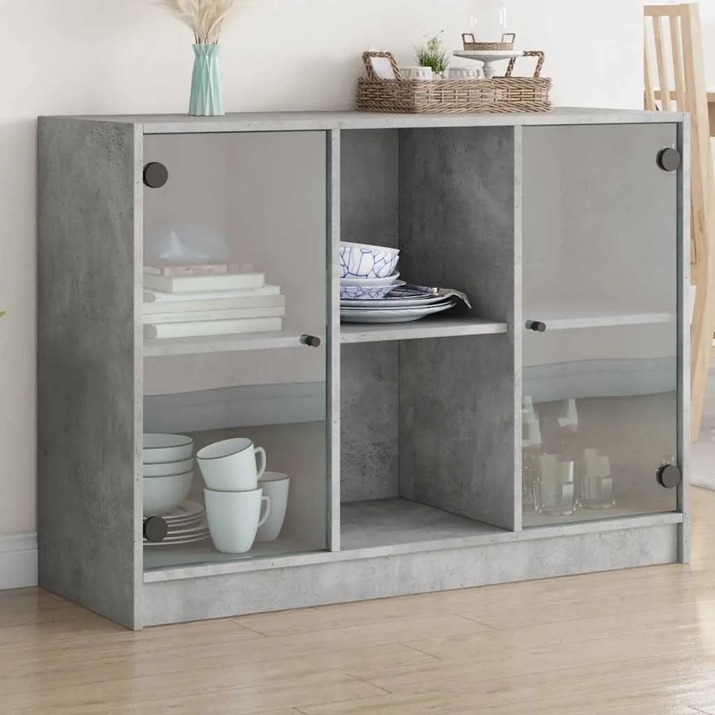 vidaXL Aparador 102x37x75,5 cm derivados de madeira cinzento cimento