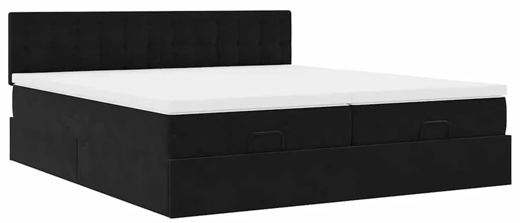 Estrutura de cama otomana com colchões 160x200 cm veludo preto