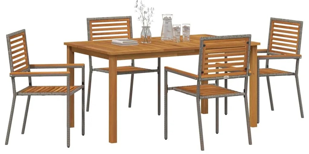 Conjunto de Jantar de Jardim 5 pcs Cinzeto 150 x 90 x 74 cm