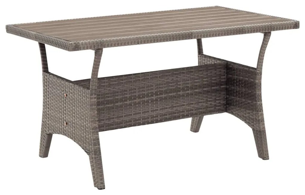 Mesa de jardim 120x70x66 cm vime PE cinzento