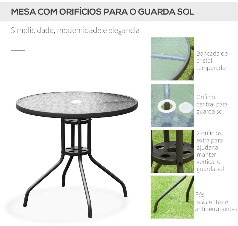 Conjunto de Refeição de Jardim Shilla - 4 Cadeiras, 1 Mesa e 1 Guarda