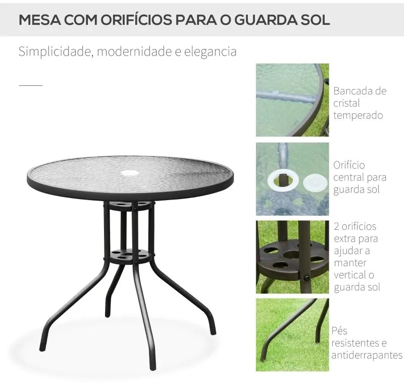 Conjunto de Refeição Shilla - 4 Cadeiras, 1 Mesa e 1 Guarda Sol