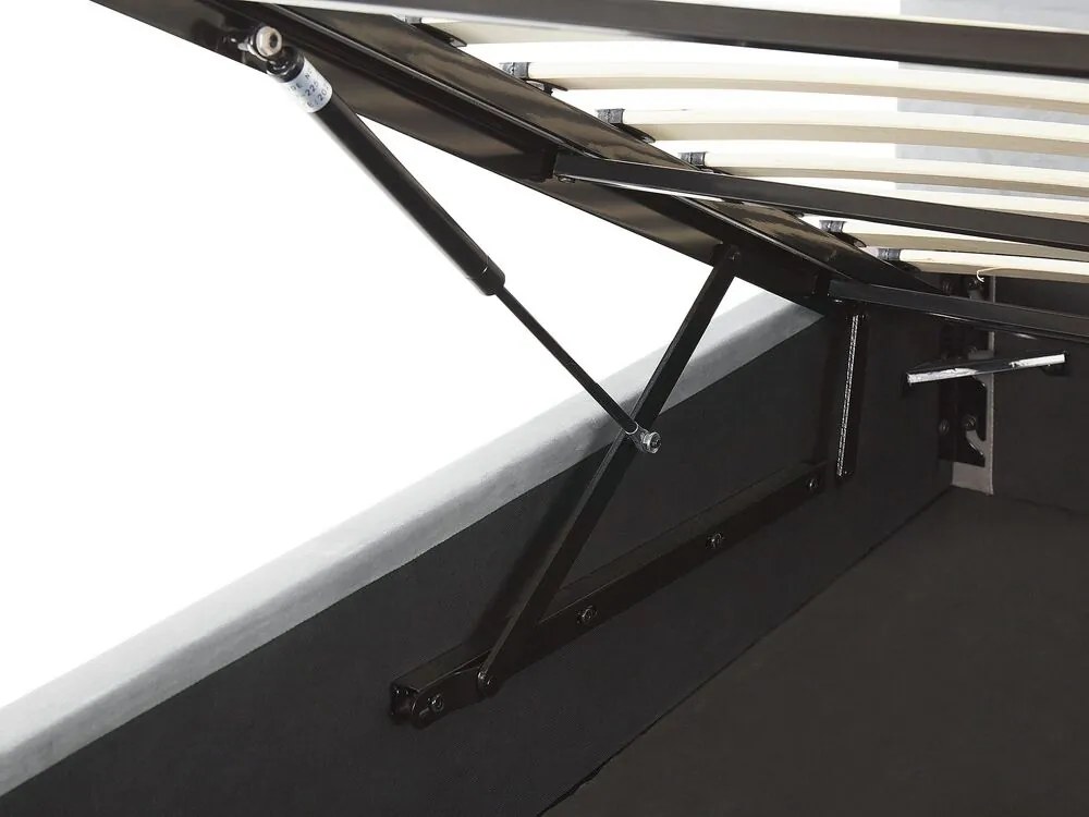 Cama de casal com arrumação em veludo cinzento 160 x 200 cm LORIENT Beliani