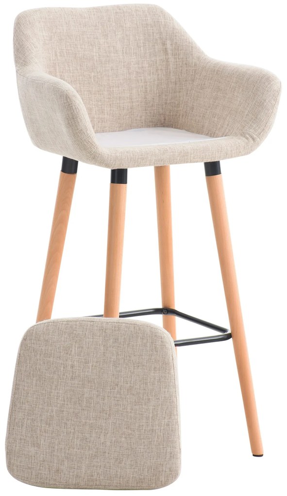 Banco de bar Grant em tecido e com estrutura de Cor Natural 55 x 99 x 46 cm Creme