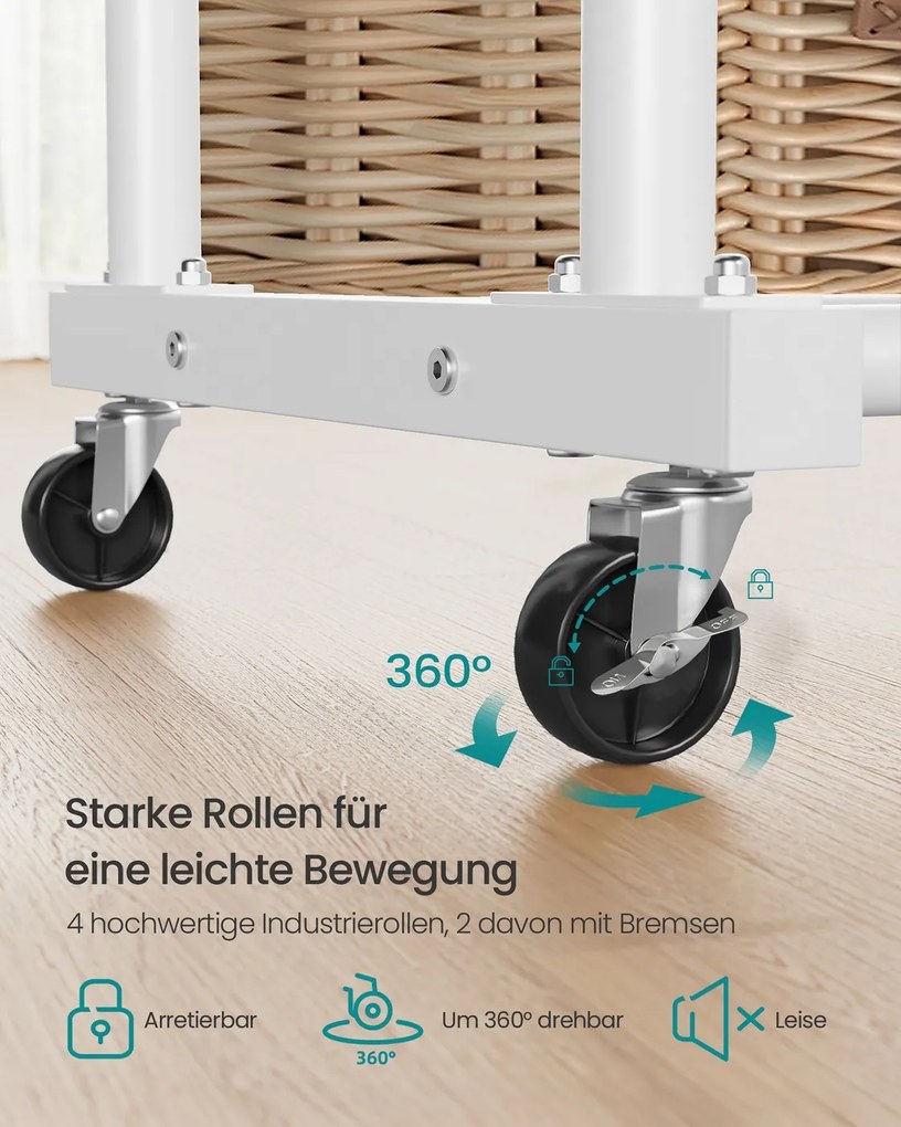 Guarda roupa Cabideiro 46,5 x 110 x 155,5 cm com rodas para arrumação flexível, branco mate