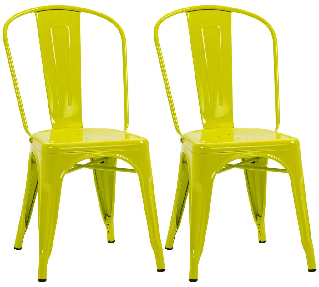 Conjunto de 2 Cadeiras com Estrutura de Aço Conjunto de Cadeiras Modernas com Encosto para Cozinha Restaurante Carga Máxima 120kg 45x51,5x85cm Verde