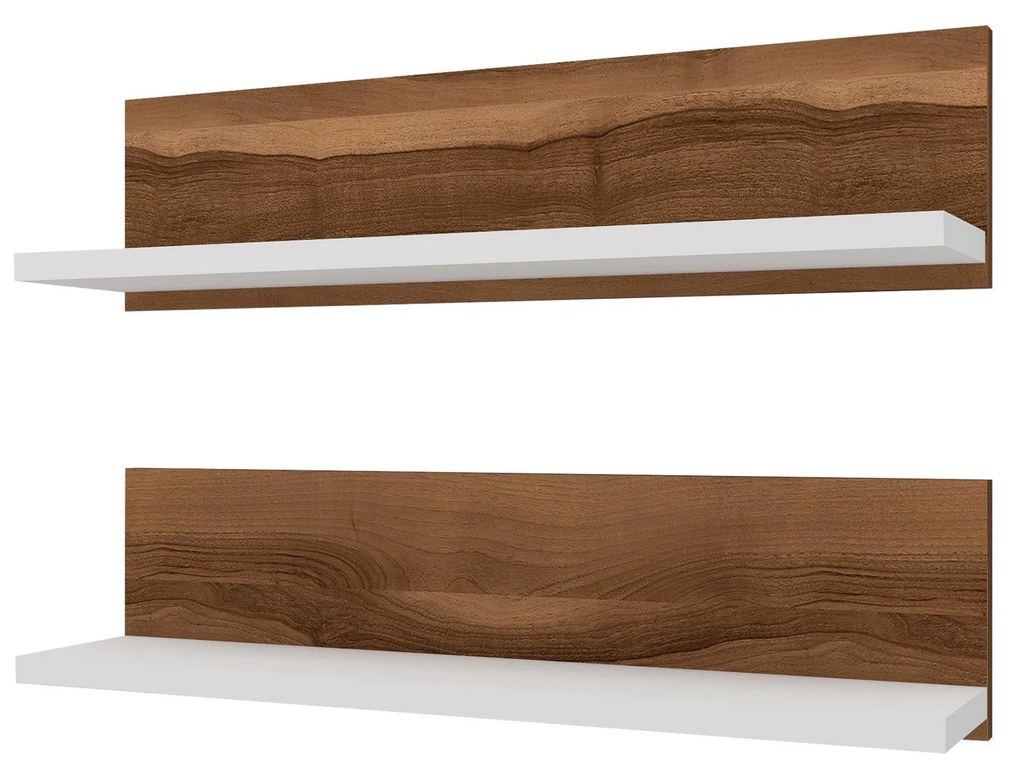 Prateleira de Parede Shelf – Nogueira e Branco – 60 cm x 15 cm x 13 cm