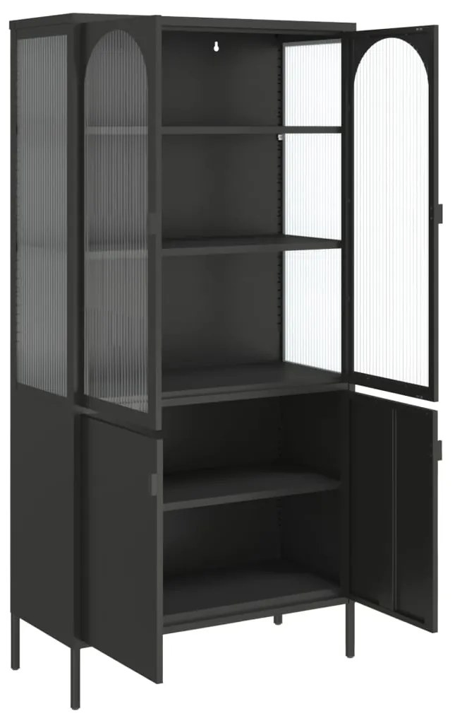 Móvel alto 90x40x180 cm vidro e aço preto