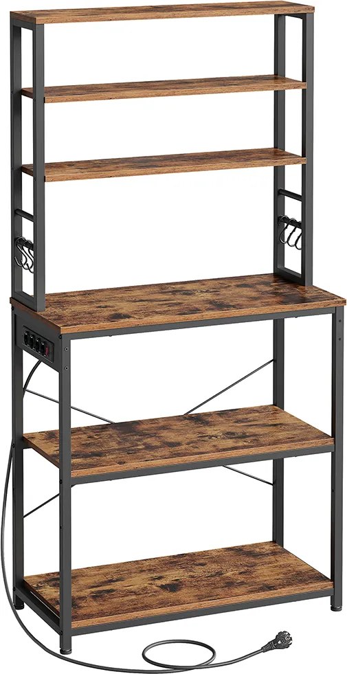 Armário de cozinha com tomadas 40 x 80 x 167 cm Preto castanho-escuro