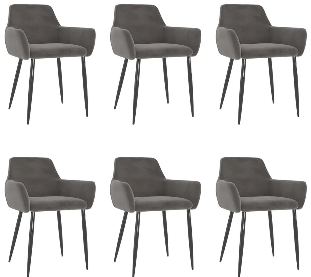 vidaXL Cadeiras de jantar 6 pcs veludo cinzento-escuro