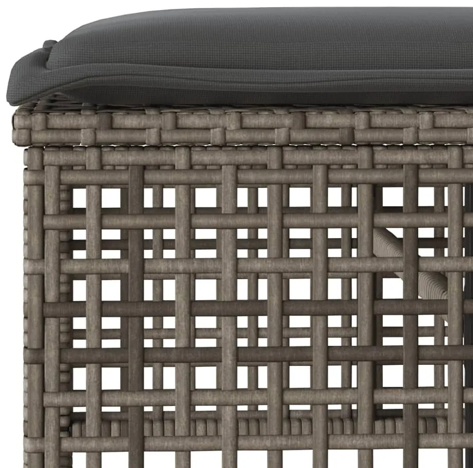 4 pcs conj. sofás de jardim c/almofadões vime PE/vidro cinzento