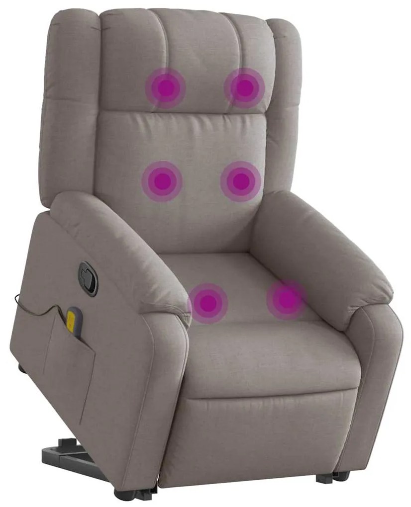 Poltrona elevatória de massagens tecido cinzento-acastanhado