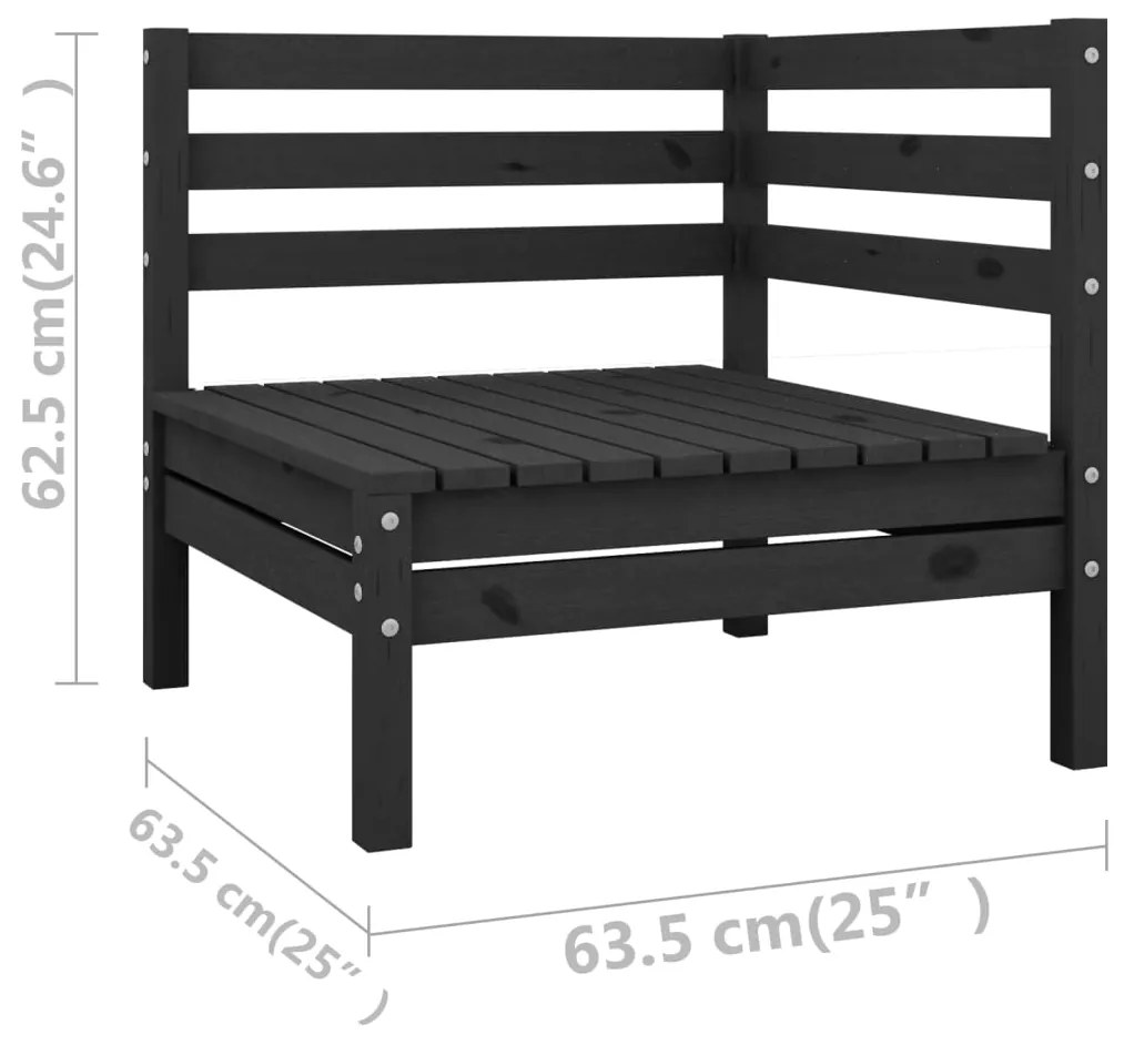 4 pcs conjunto lounge de jardim pinho maciço preto