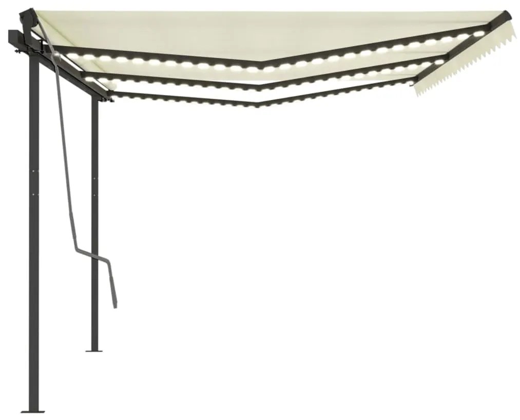 Toldo retrátil manual com LED 6x3,5 m cor creme