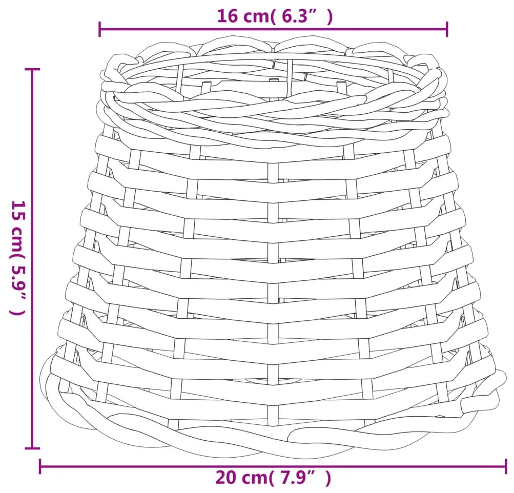 Abajur Ø20x15 cm vime castanho