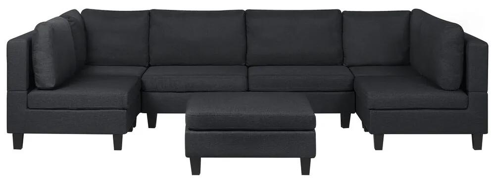 Sofá modular de 6 lugares com repousa-pés em tecido cinzento escuro FEVIK Beliani