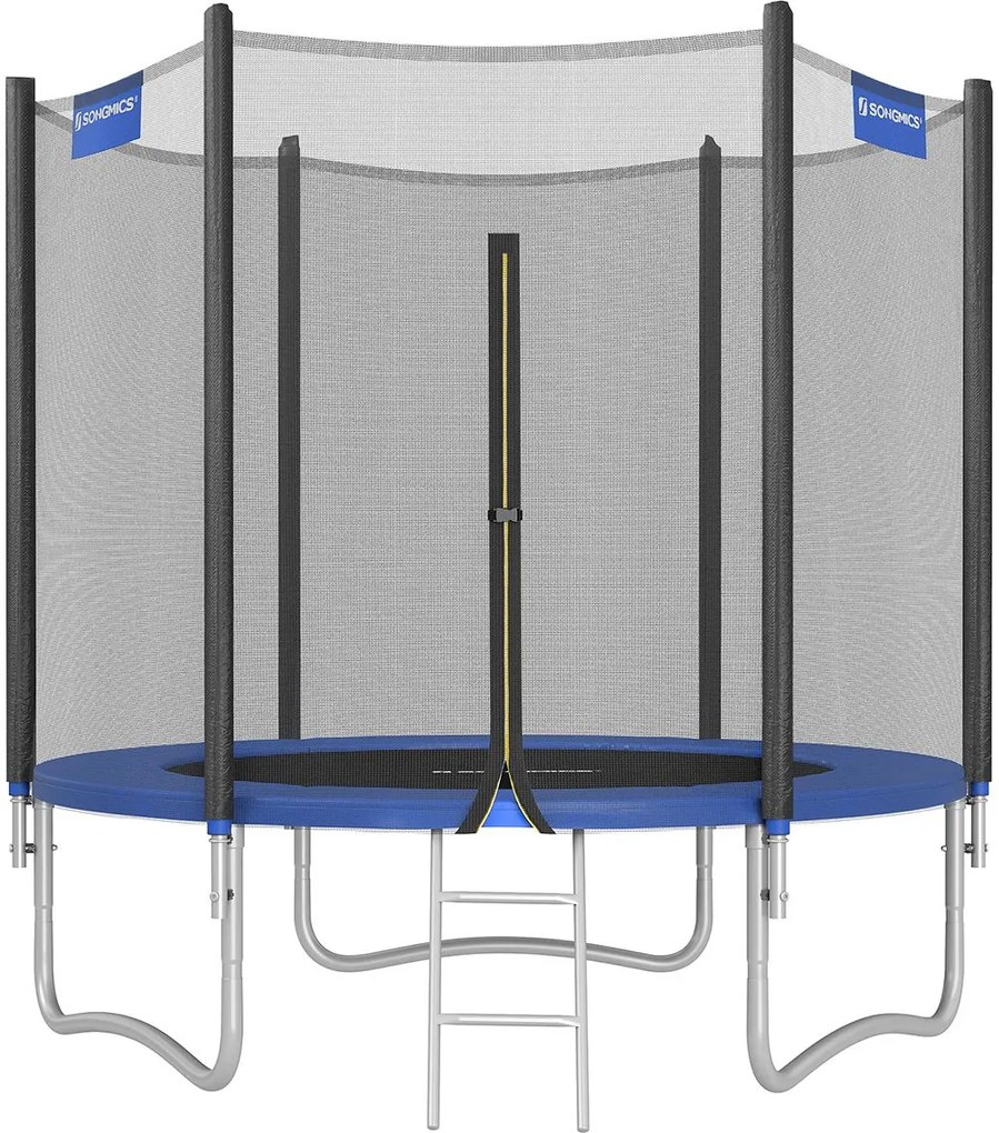 Trampolim 244 cm com rede segurança e escada Preto-Azul