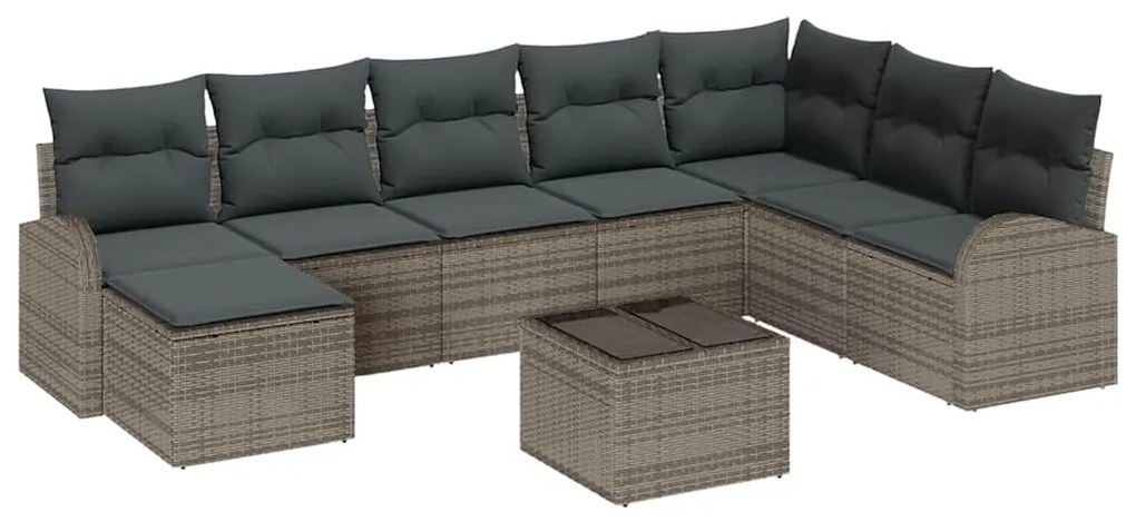 Conjunto de Sofá de Jardim com 8 Peças em Cinza Rattan Sintético
