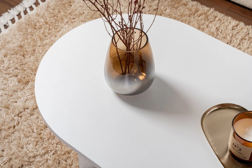 Mesa de Centro "Sable" – Branco, 105x65x40 cm, Design Acolhedor