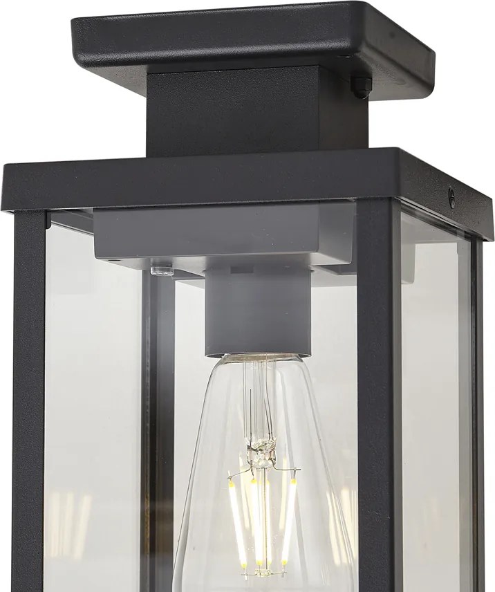 Plafon de exterior moderno preto com sensor de movimento e crepuscular IP44 - Rotterdam