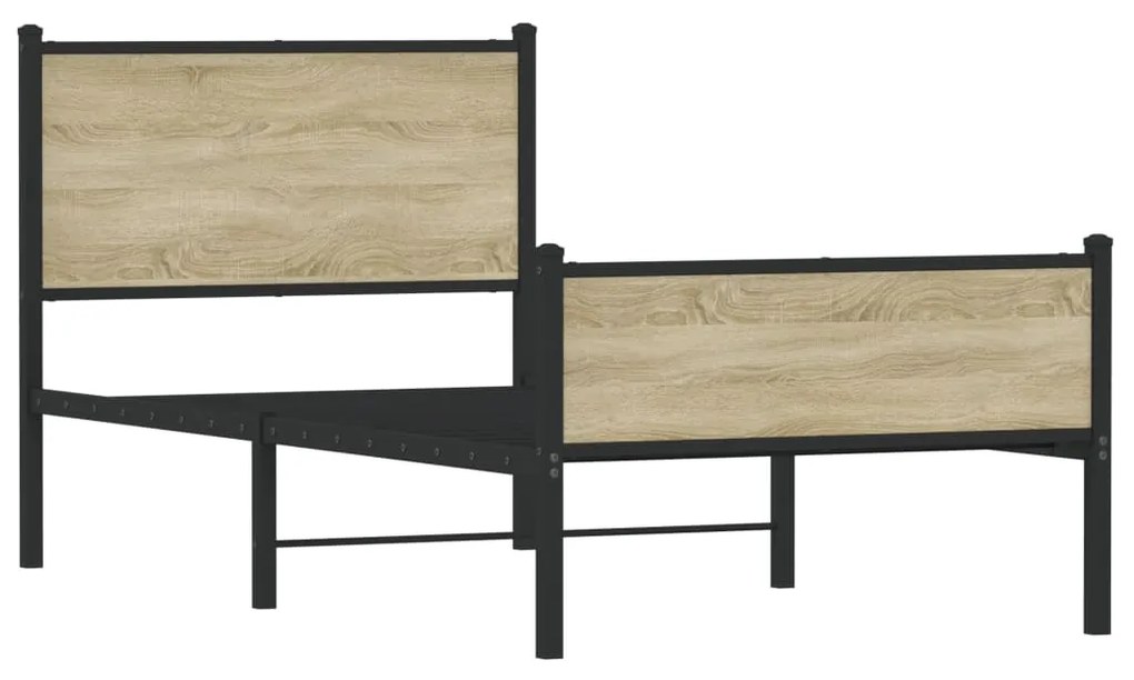Estrutura de cama sem colchão 90x190 cm metal carvalho sonoma