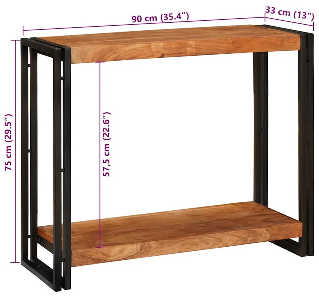 Aparador Castanho 90 x 33 x 75 cm Madeira de acácia maciça