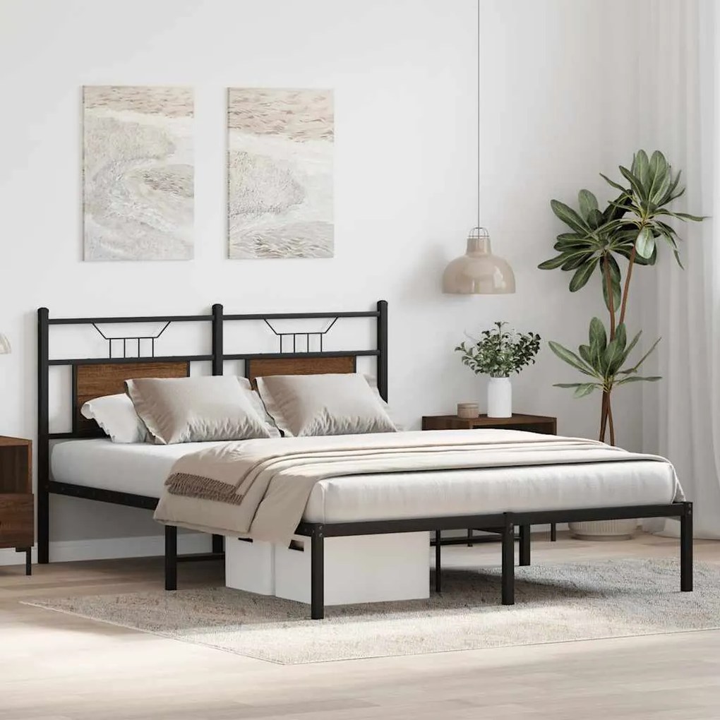 Estrutura cama s/ colchão derivados madeira carvalho castanho