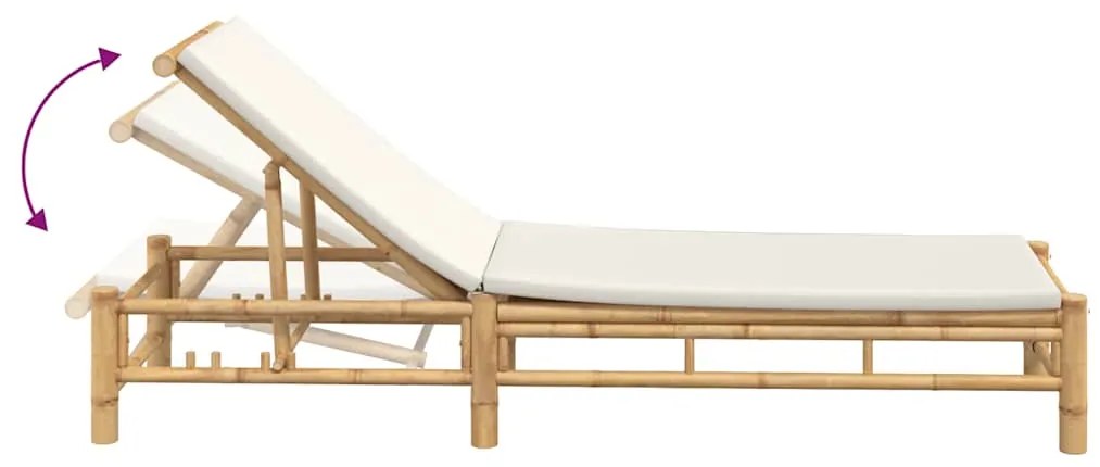 Espreguiçadeira c/ almofadões 55x199x30 cm bambu