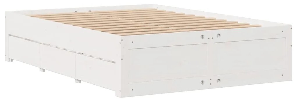 Cama com estante sem colchão 140x190 cm pinho maciço branco