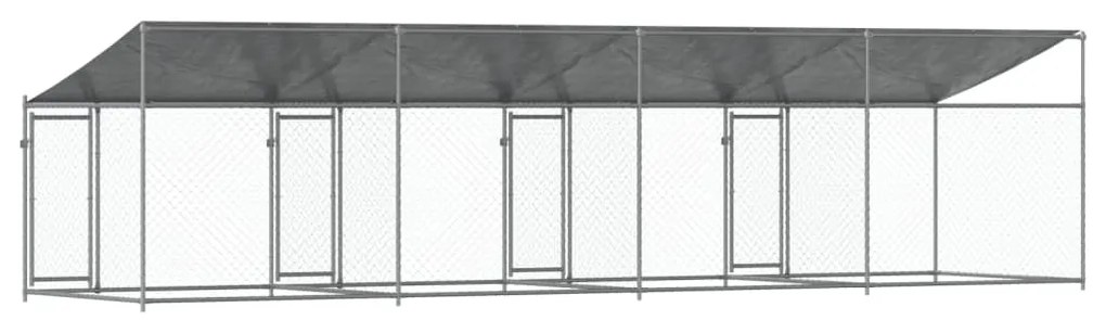 Jaula para cão com telhado/portas 8x2x2 m aço galvanizado cinza