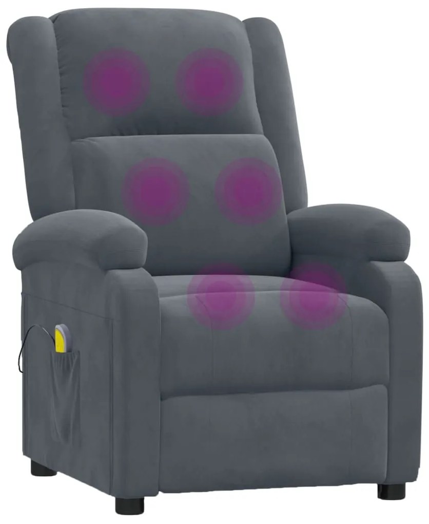 Poltrona de massagens veludo cinza-escuro