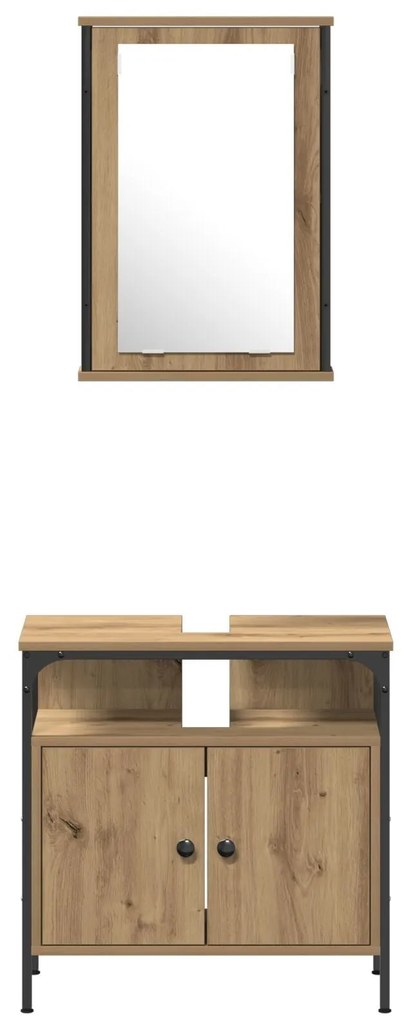 Conjunto de Móveis para Casa de Banho de 4 Peças de Carvalho Artesanal