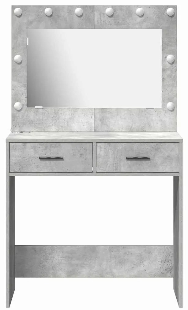 Mesa de Maquiagem vidaXL com Luzes LED Cinza Concreto 78,5x41x135 cm