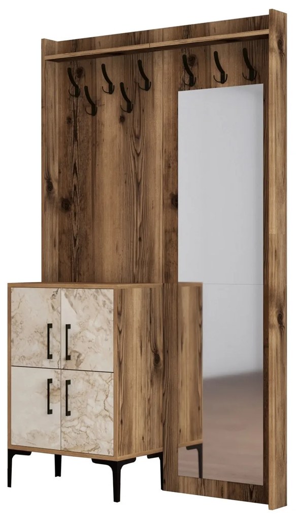 Hall Stand Berlin BC – Nogueira e Branco – 120x200x35 cm