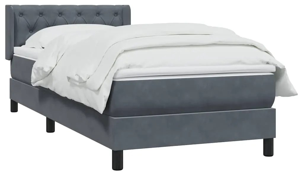 Cama com molas/colchão cinza-escuro 80x210 cm veludo