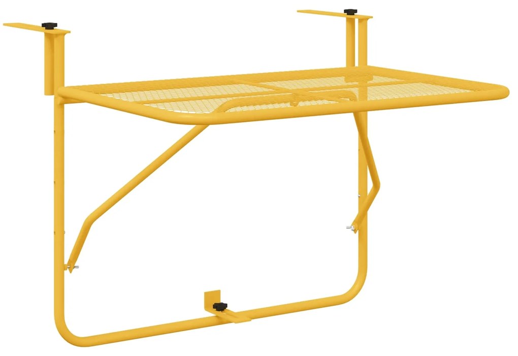 vidaXL Mesa Suspensa para Varanda Mostarda 60 x 39 x 65 cm Aço
