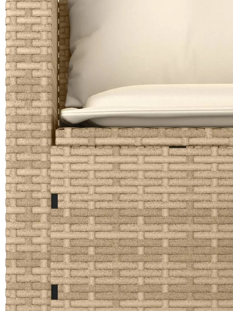 3 pcs conjunto de sofás p/ jardim com almofadões vime PE bege