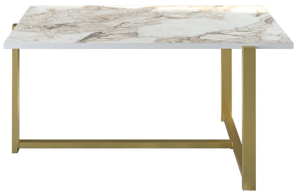 Mesa de Café Merideths - Dourada e Branca - 92cm x 45cm x 64cm