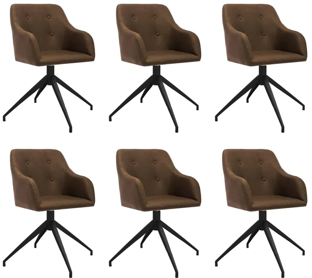 vidaXL Cadeiras de jantar giratórias 6 pcs tecido castanho