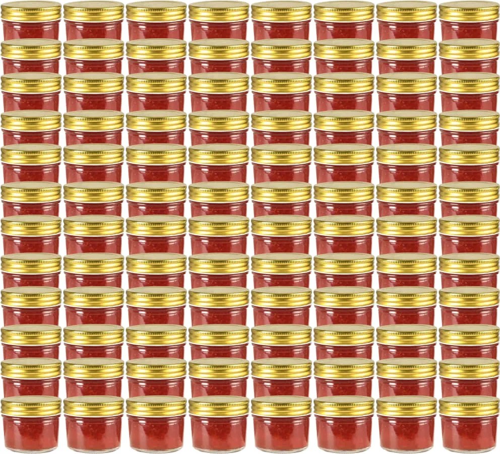 vidaXL Frascos de vidro com tampas douradas 96 pcs 110 ml