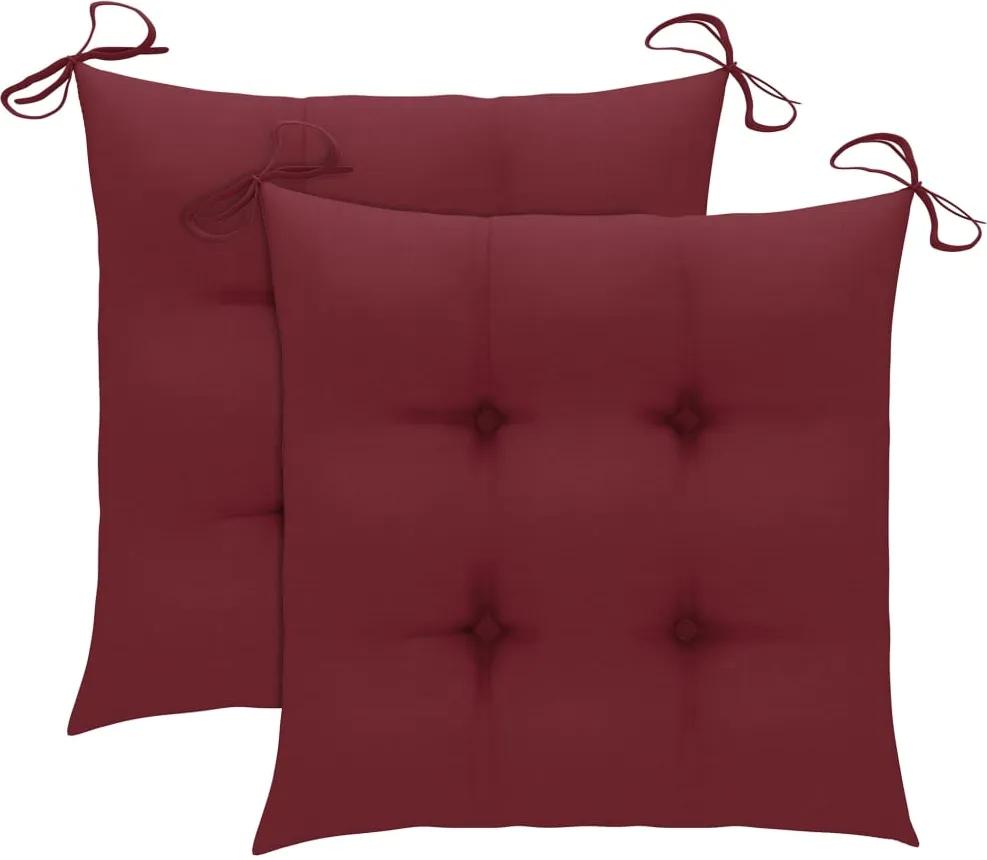 Almofadões de cadeira 2 pcs 50x50x7 cm tecido vermelho tinto