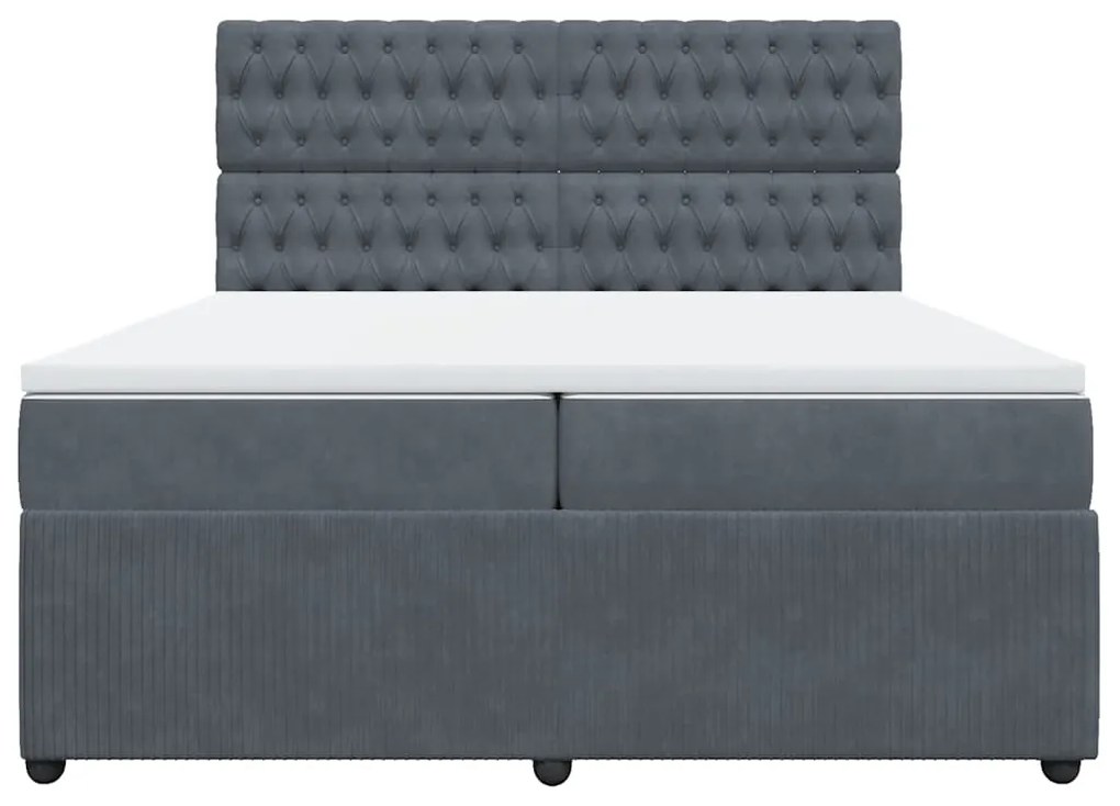 Cama com molas/colchão 200x200 cm veludo cinzento-escuro