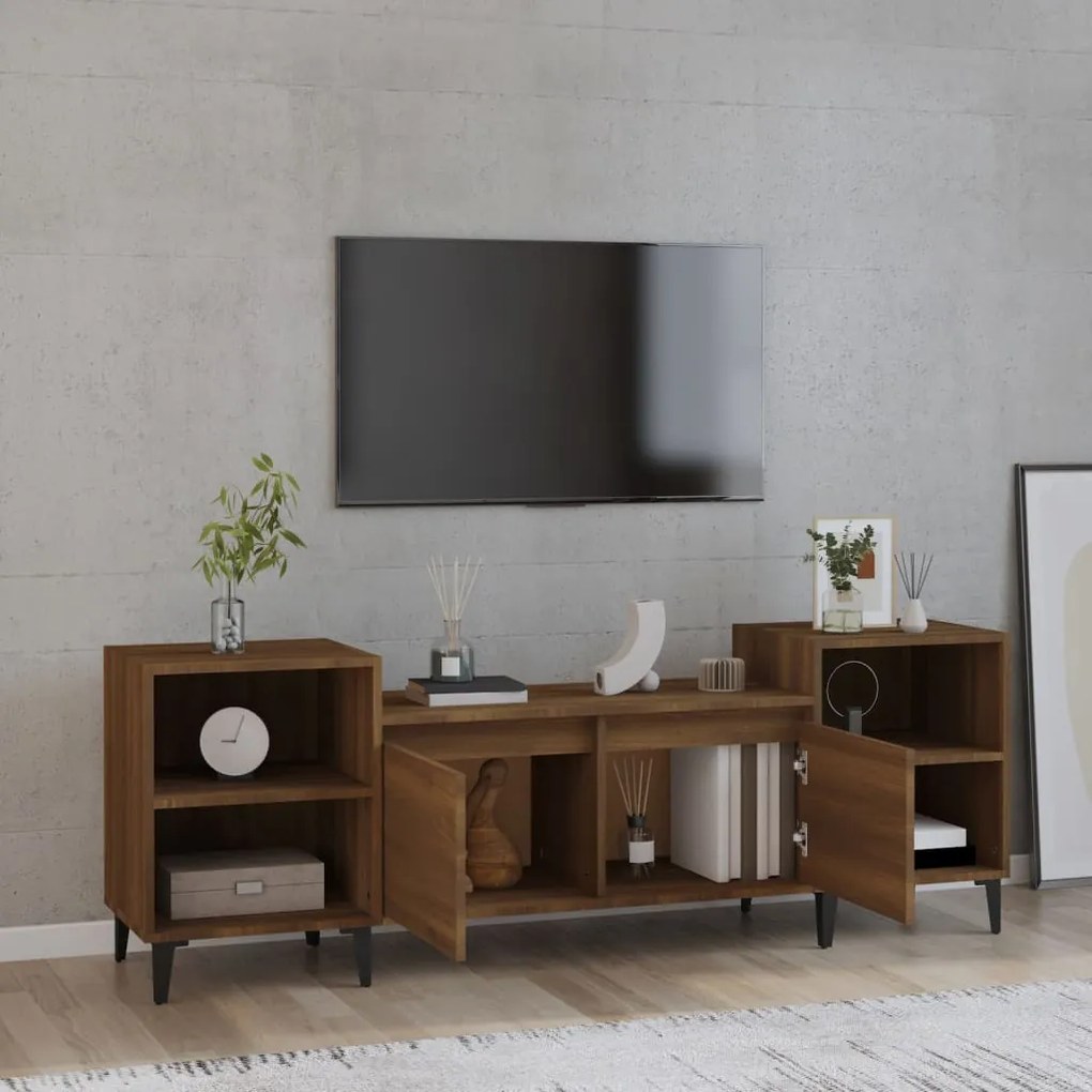 Móvel de TV 160x35x55 cm derivados de madeira carvalho castanho