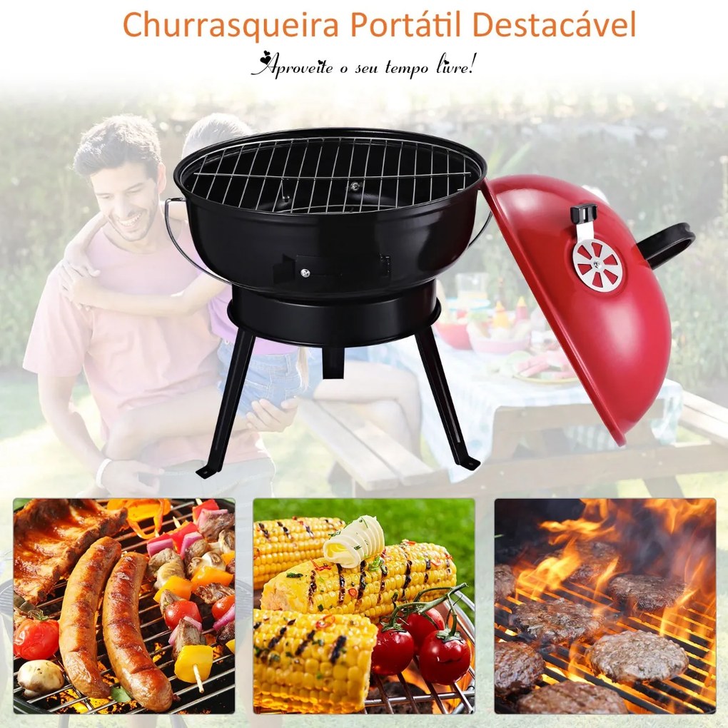 Churrasqueira portátil a carvão com alça Pequeno fumante