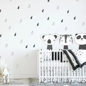 Animais a preto e branco na parede para o quarto das crianças