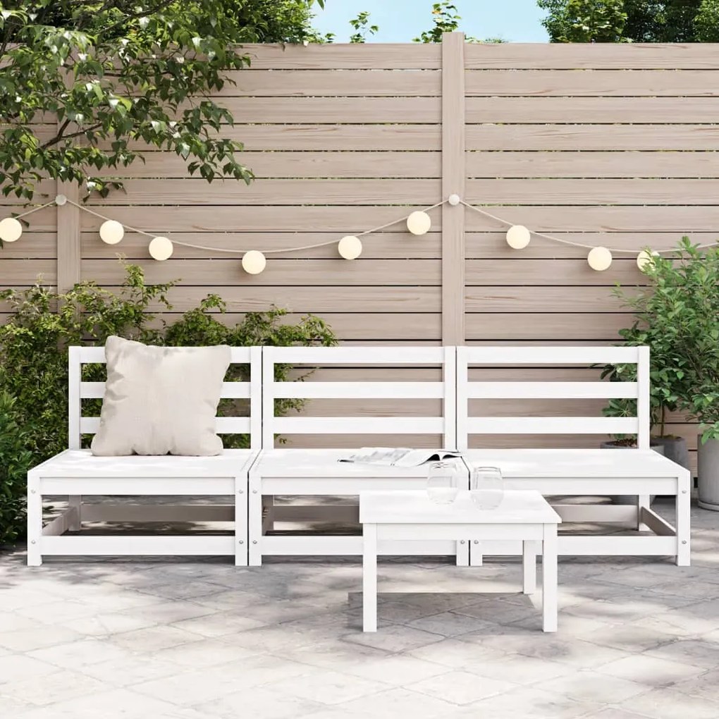 Sofás sem braços p/ jardim 3 pcs 70x70x67cm pinho maciço branco