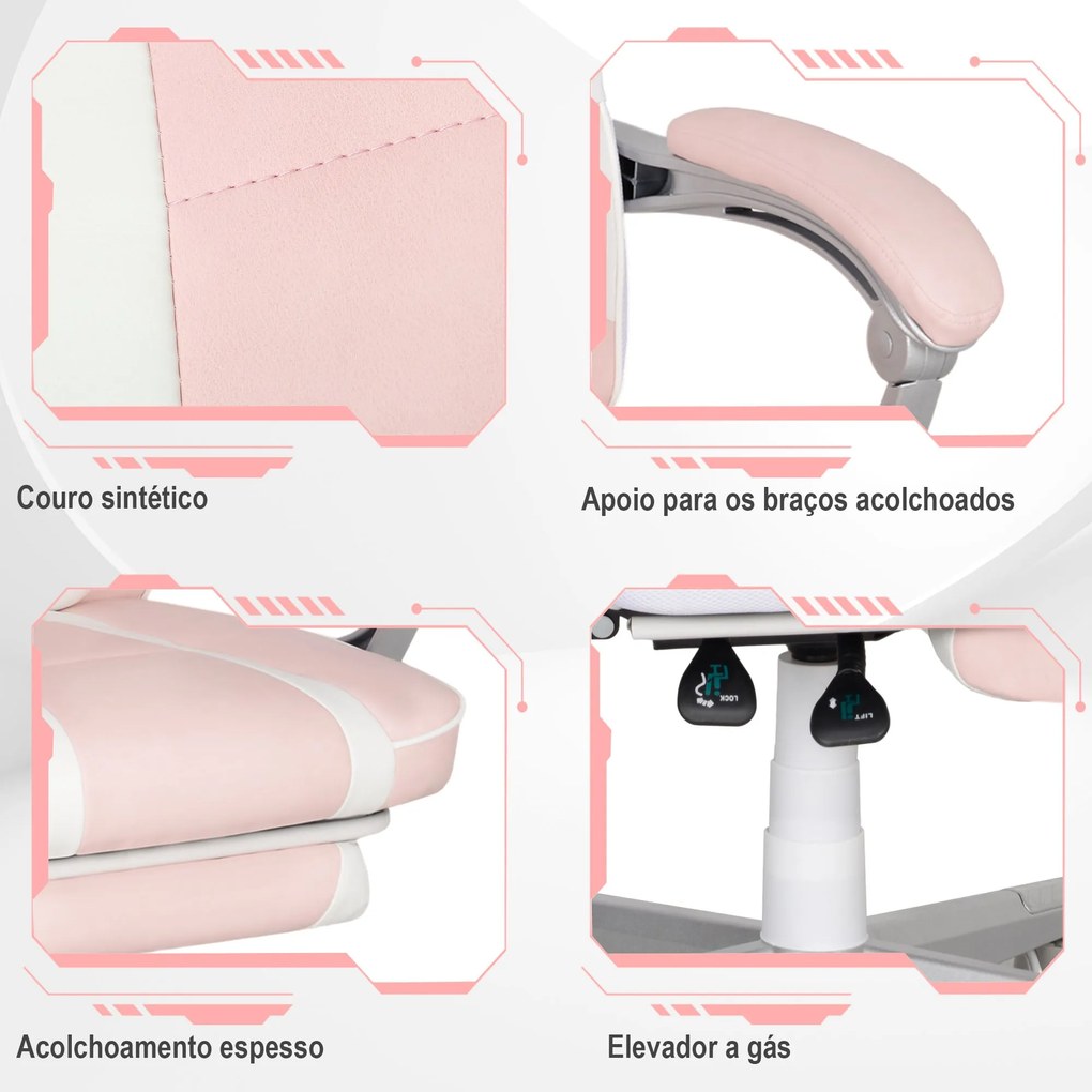 Cadeira Gaming Cadeira de Escritório Reclinável com Altura Ajustável A