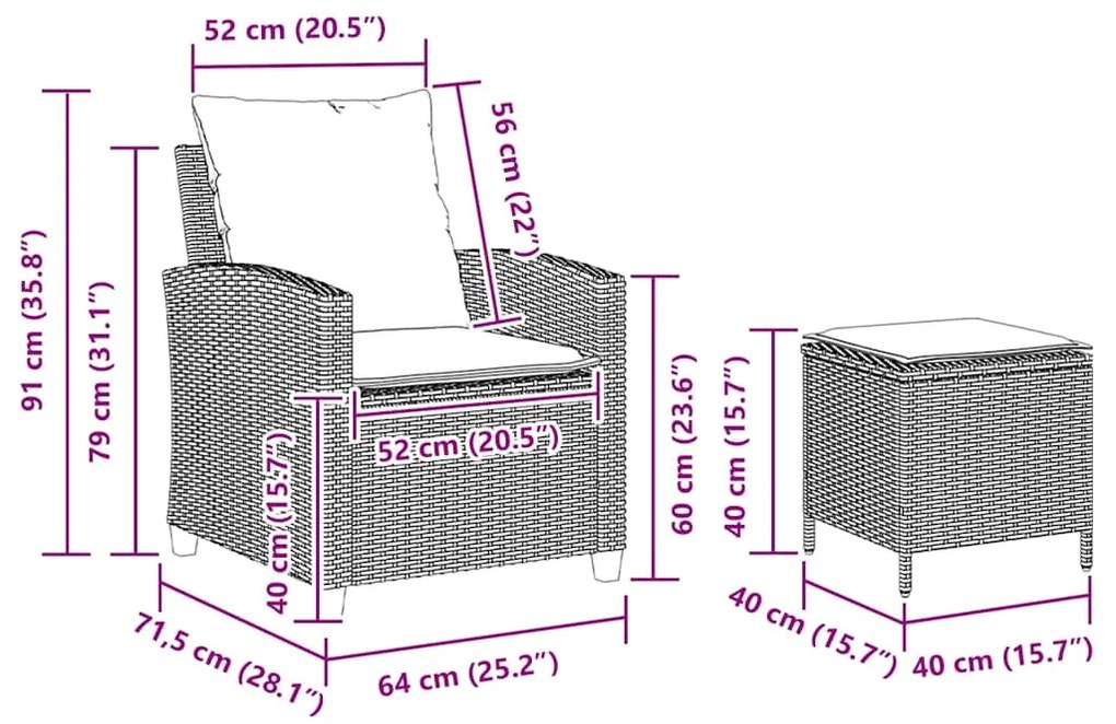 4 pcs conjunto de sofás para jardim c/ almofadões vime PE bege