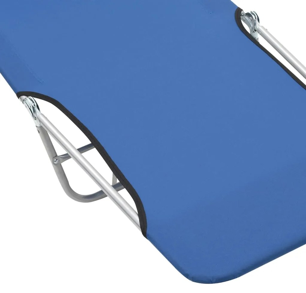 Espreguiçadeiras dobráveis 2 pcs aço e tecido azul